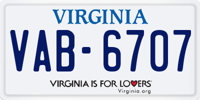 VA license plate VAB6707