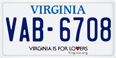 VA license plate VAB6708