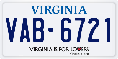 VA license plate VAB6721