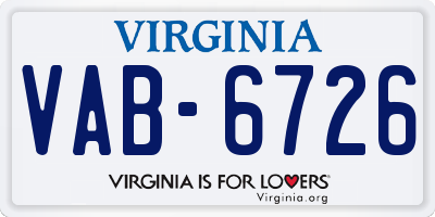 VA license plate VAB6726