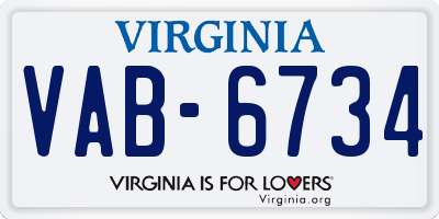 VA license plate VAB6734