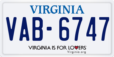 VA license plate VAB6747