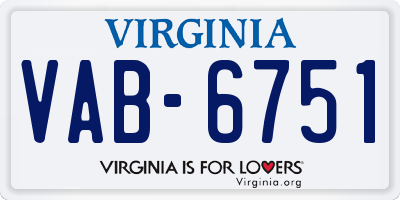 VA license plate VAB6751