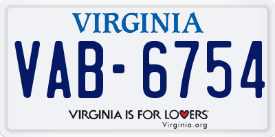 VA license plate VAB6754