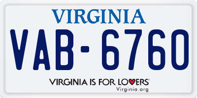 VA license plate VAB6760