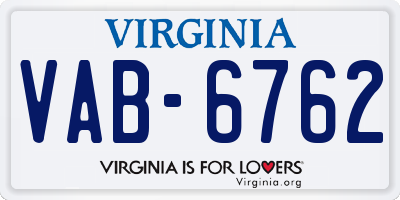 VA license plate VAB6762