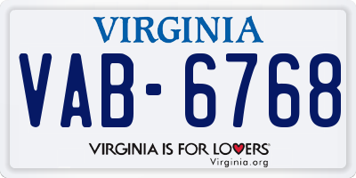 VA license plate VAB6768