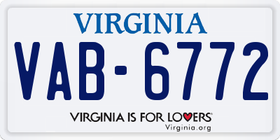 VA license plate VAB6772