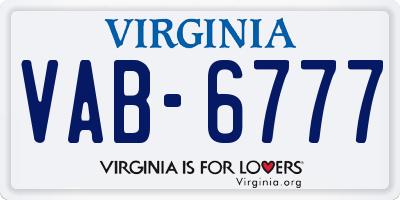 VA license plate VAB6777