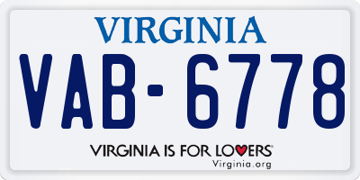 VA license plate VAB6778