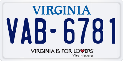 VA license plate VAB6781