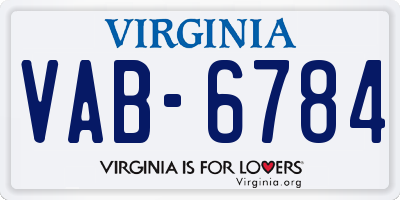 VA license plate VAB6784