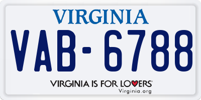 VA license plate VAB6788