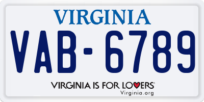 VA license plate VAB6789