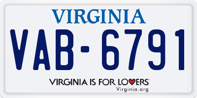 VA license plate VAB6791