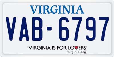 VA license plate VAB6797