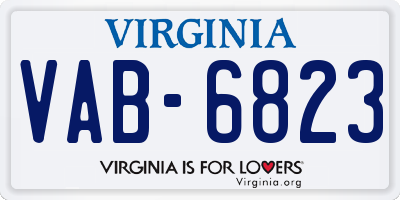 VA license plate VAB6823