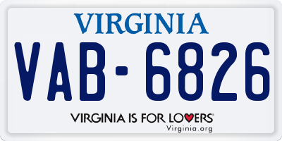 VA license plate VAB6826