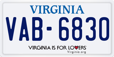 VA license plate VAB6830