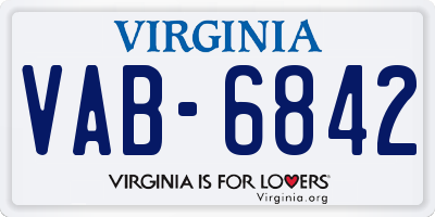 VA license plate VAB6842