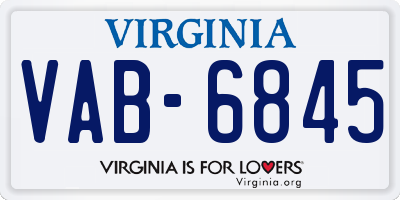 VA license plate VAB6845