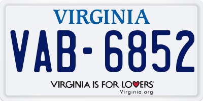 VA license plate VAB6852