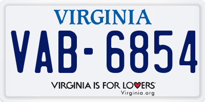 VA license plate VAB6854