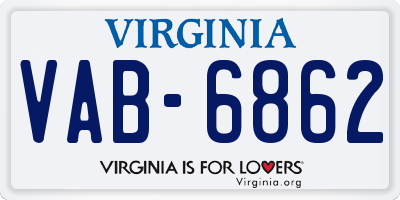 VA license plate VAB6862