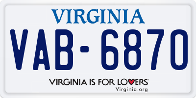 VA license plate VAB6870