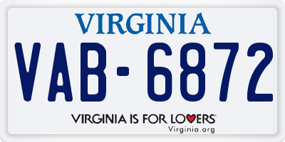 VA license plate VAB6872