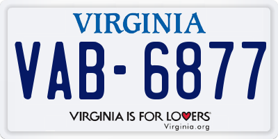 VA license plate VAB6877