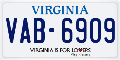 VA license plate VAB6909