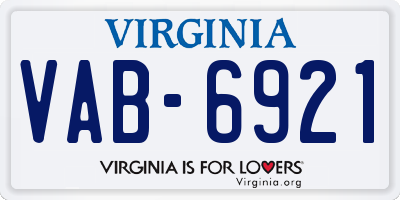 VA license plate VAB6921