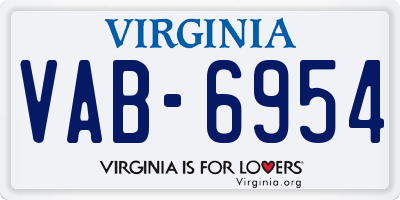 VA license plate VAB6954