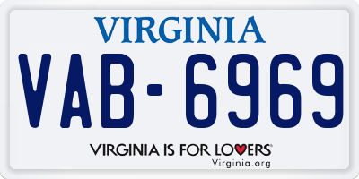 VA license plate VAB6969