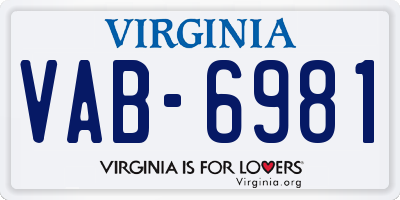 VA license plate VAB6981