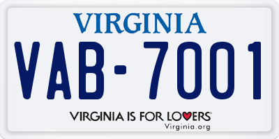 VA license plate VAB7001