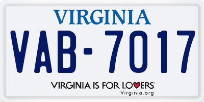 VA license plate VAB7017