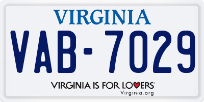 VA license plate VAB7029