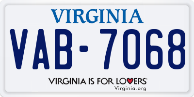 VA license plate VAB7068