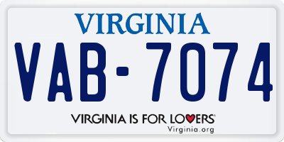 VA license plate VAB7074