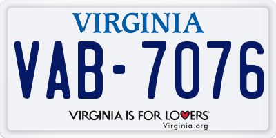 VA license plate VAB7076