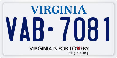 VA license plate VAB7081