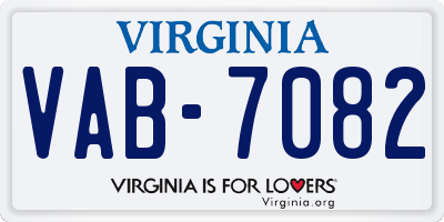 VA license plate VAB7082