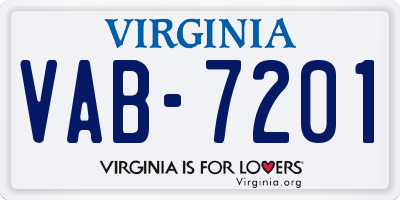 VA license plate VAB7201