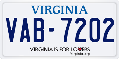 VA license plate VAB7202