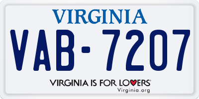 VA license plate VAB7207