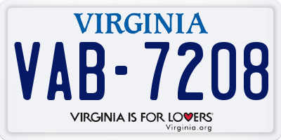 VA license plate VAB7208