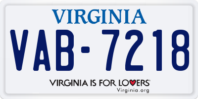 VA license plate VAB7218