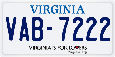 VA license plate VAB7222